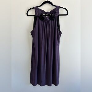 Taylor Lined Purple short dress with black and plum flower embellishment size 10